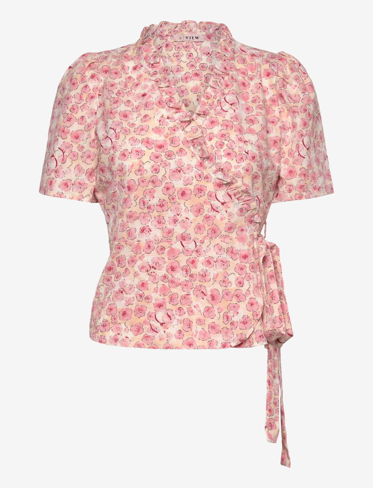 A-View - Peony wrap blouse - kurzämlige blusen - rose/pink - 0