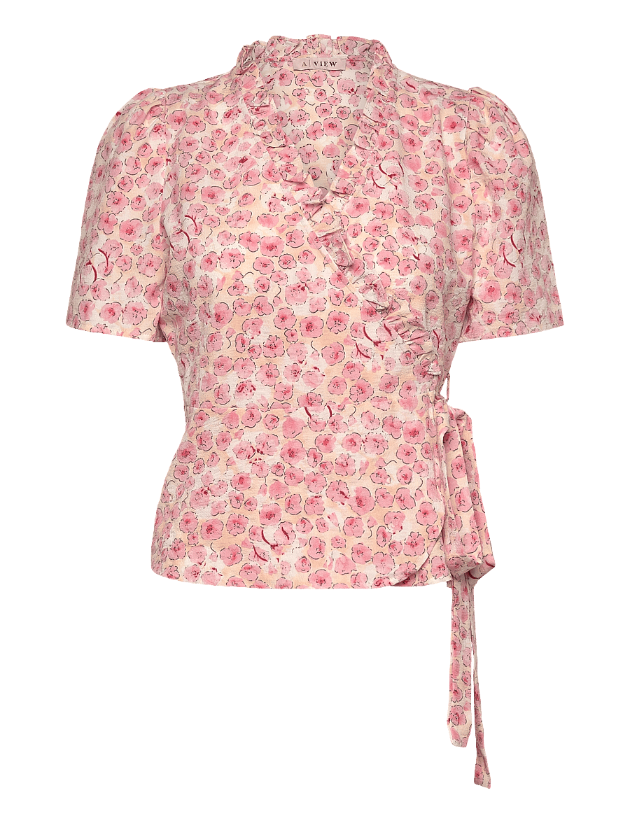 A-View - Peony wrap blouse - kurzärmelige blusen - rose/pink - 0