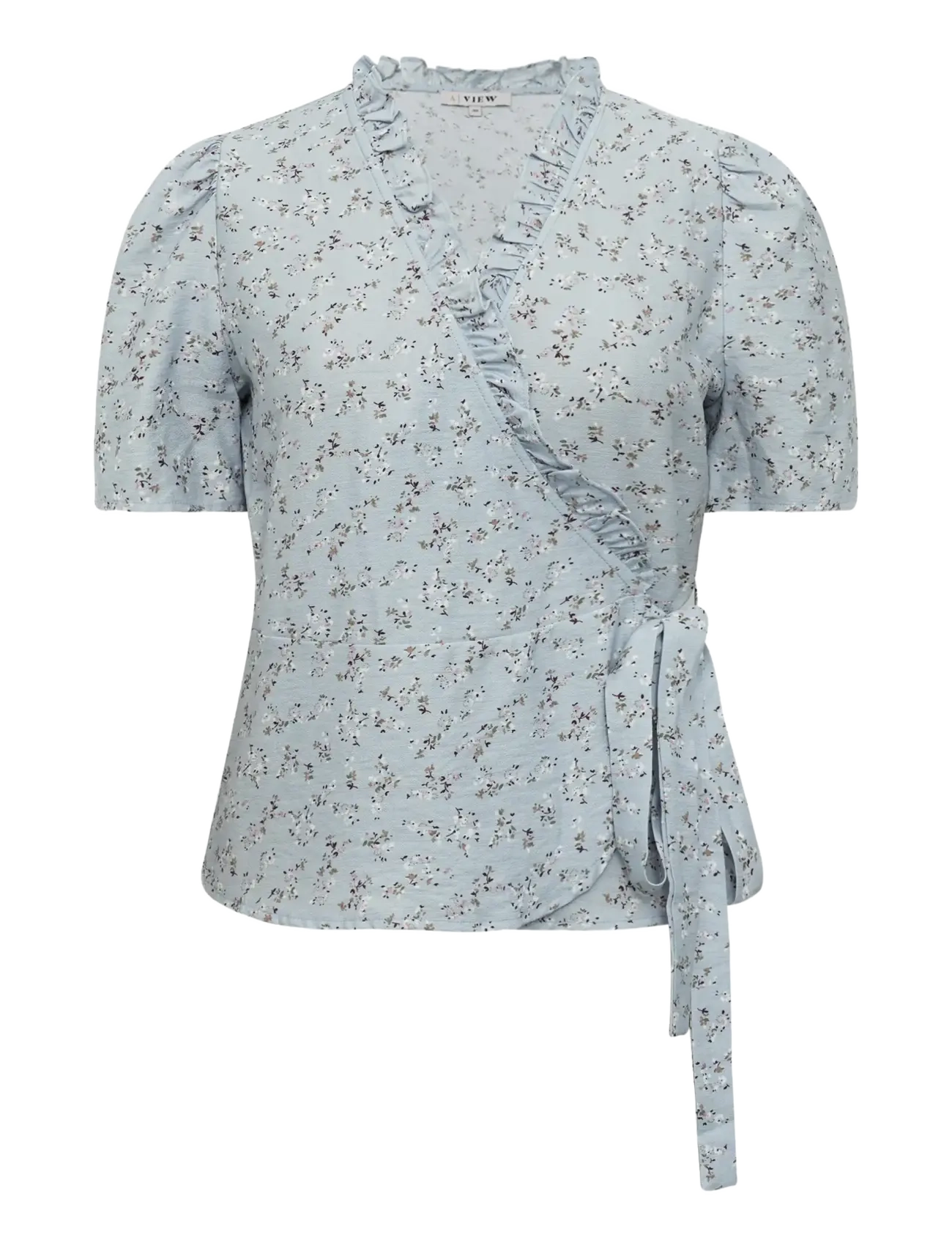 A-View Peony wrap blouse - Bluser - LIGHT BLUE/OFF WHITE / blue