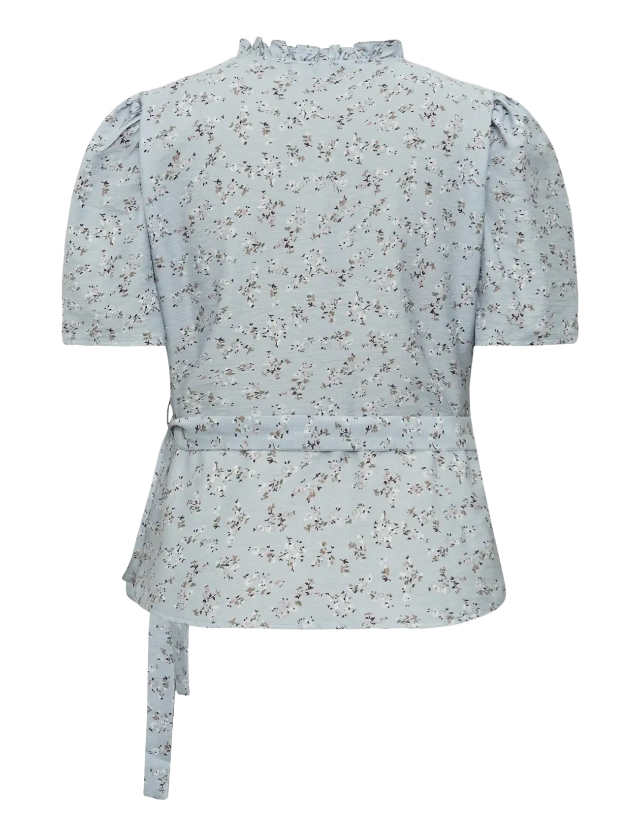 A-View - Peony wrap blouse - kurzämlige blusen - light blue/off white - 1