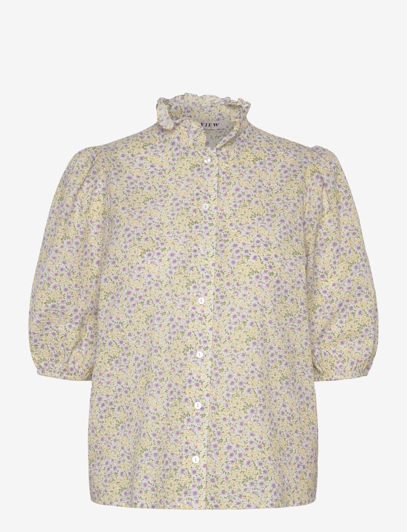 A-View - Tiffany short sleeve shirt - kortærmede skjorter - lilac/yellow - 0