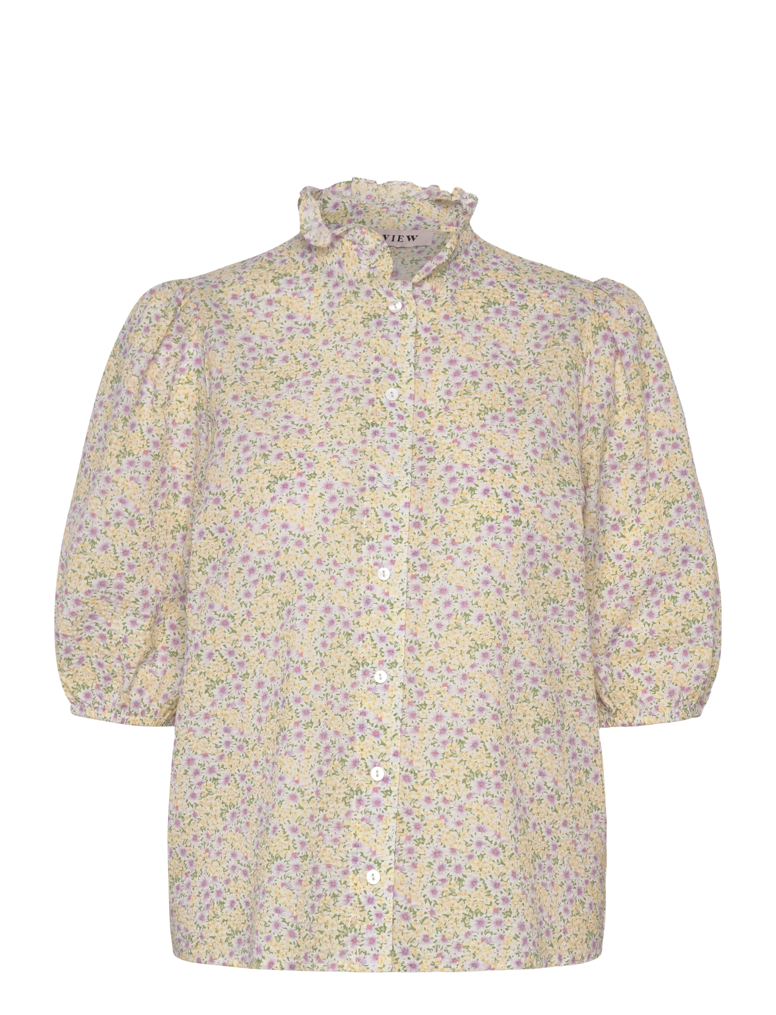 A-View Tiffany short sleeve shirt - Kollektionen - LILAC/YELLOW / yellow