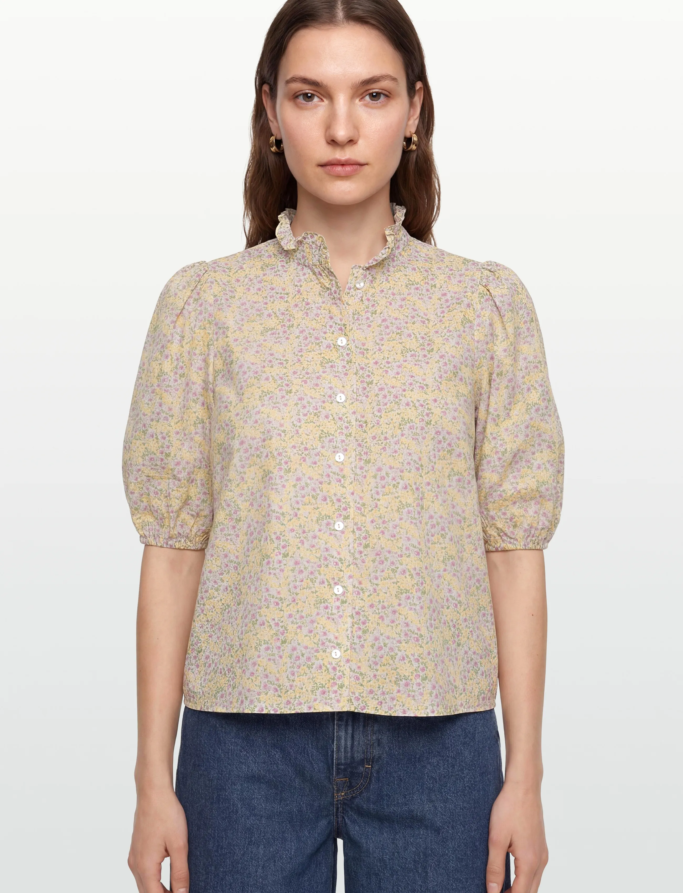 A-View - Tiffany short sleeve shirt - kortærmede skjorter - lilac/yellow - 3