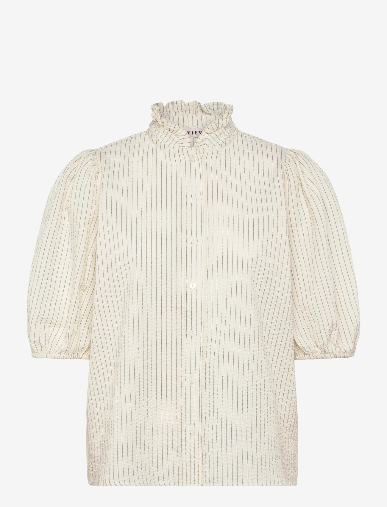 A-View - Tiffany short sleeve stripe shirt - kortærmede skjorter - off white/black stripe - 0