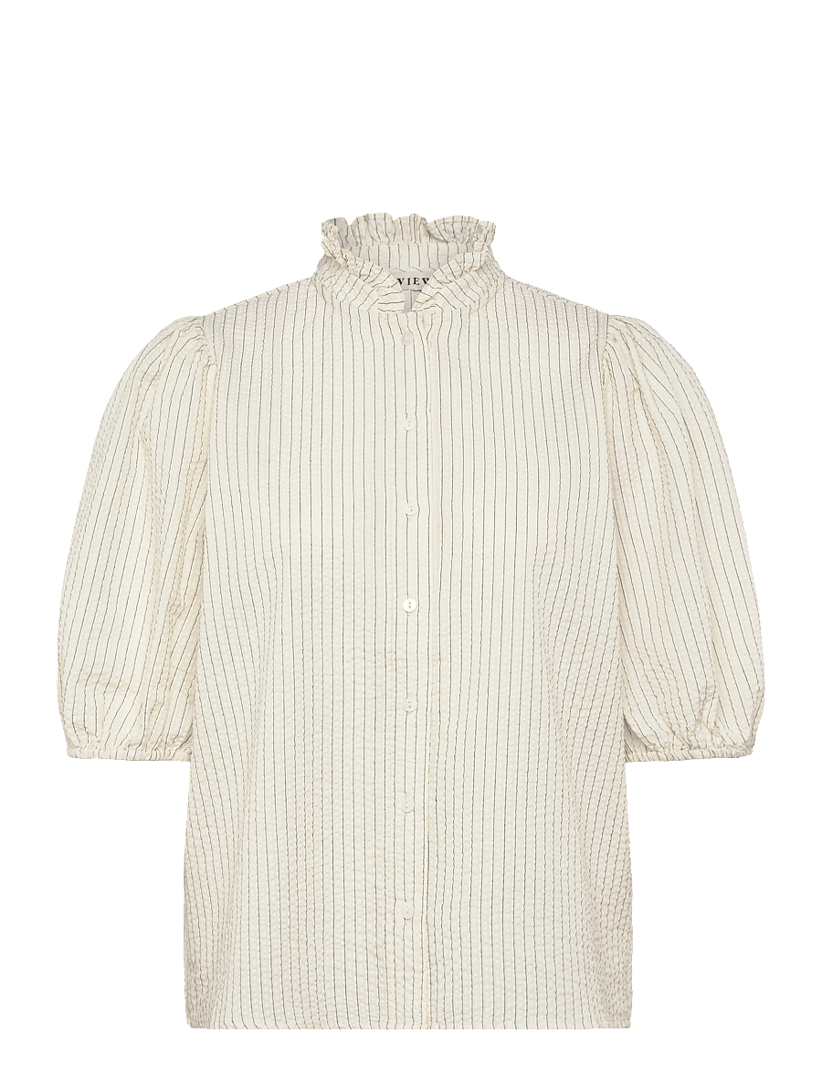 A-View - Tiffany short sleeve stripe shirt - kurzärmlige hemden - off white/black stripe - 1