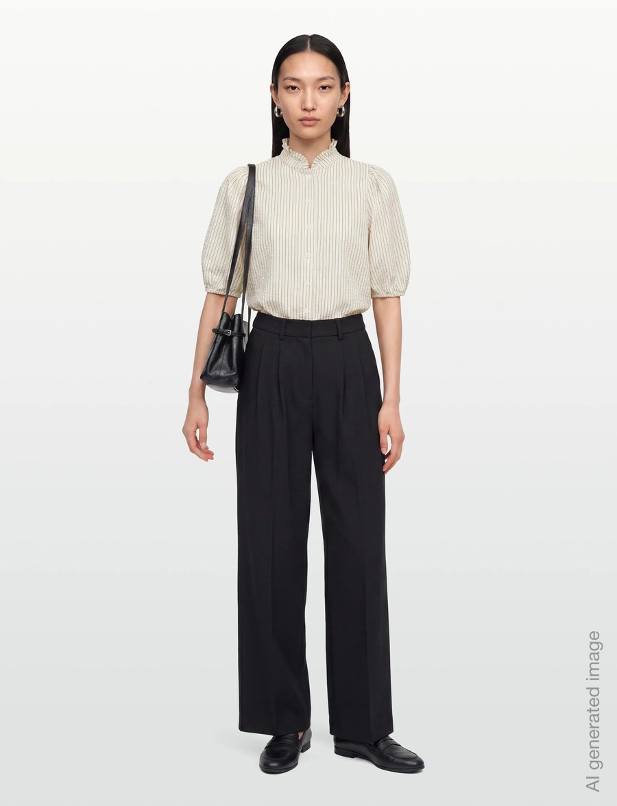 A-View - Tiffany short sleeve stripe shirt - lühikeste varrukatega särgid - off white/black stripe - 0