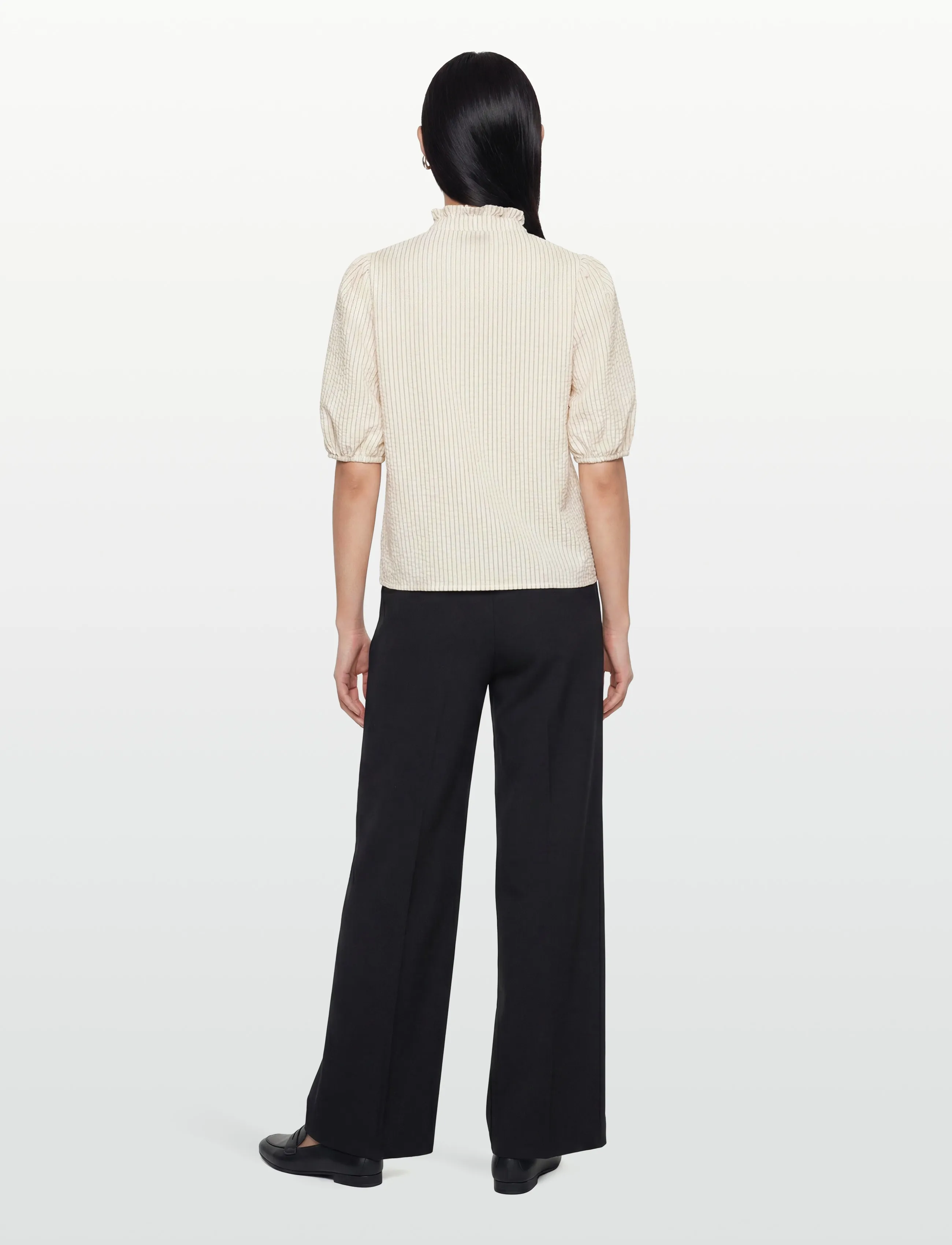 A-View - Tiffany short sleeve stripe shirt - short-sleeved shirts - off white/black stripe - 4