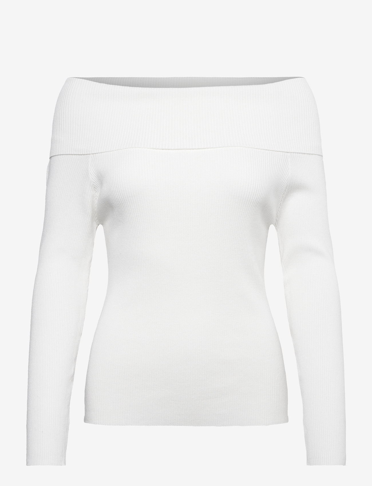 A-View - Rib offshoulder blouse - pitkähihaiset puserot - 005 off white - 0