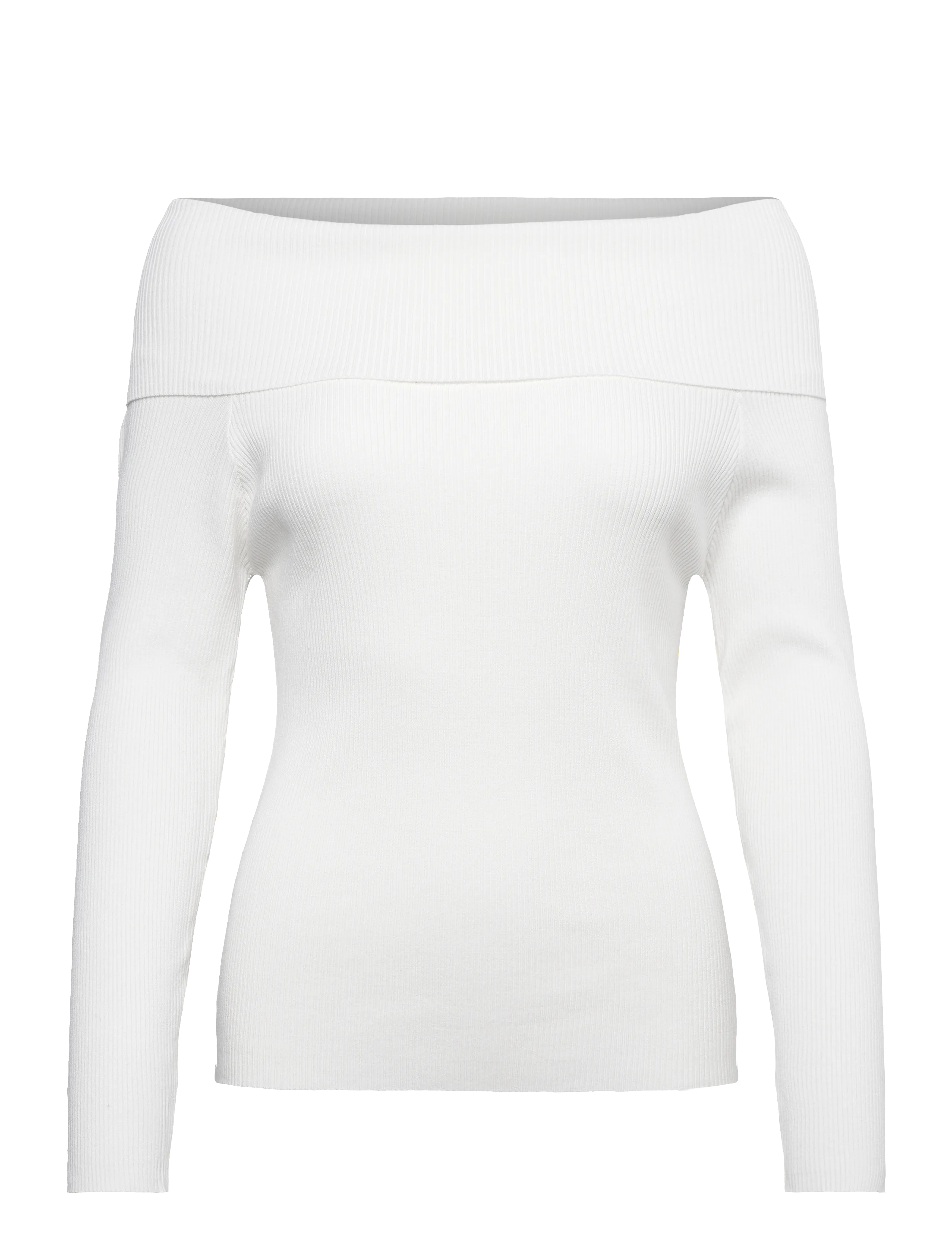 Rib offshoulder blouse - 005 OFF WHITE