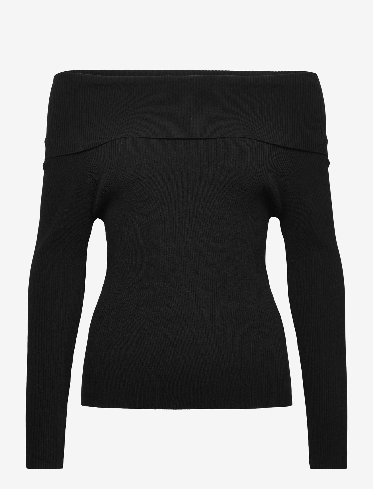 A-View - Rib offshoulder blouse - långärmade blusar - 999 black - 0