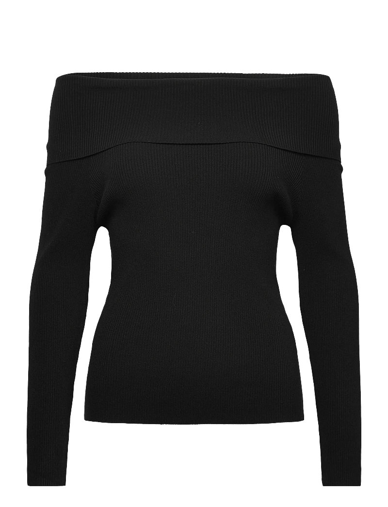 A-View - Rib offshoulder blouse - långärmade blusar - 999 black - 0