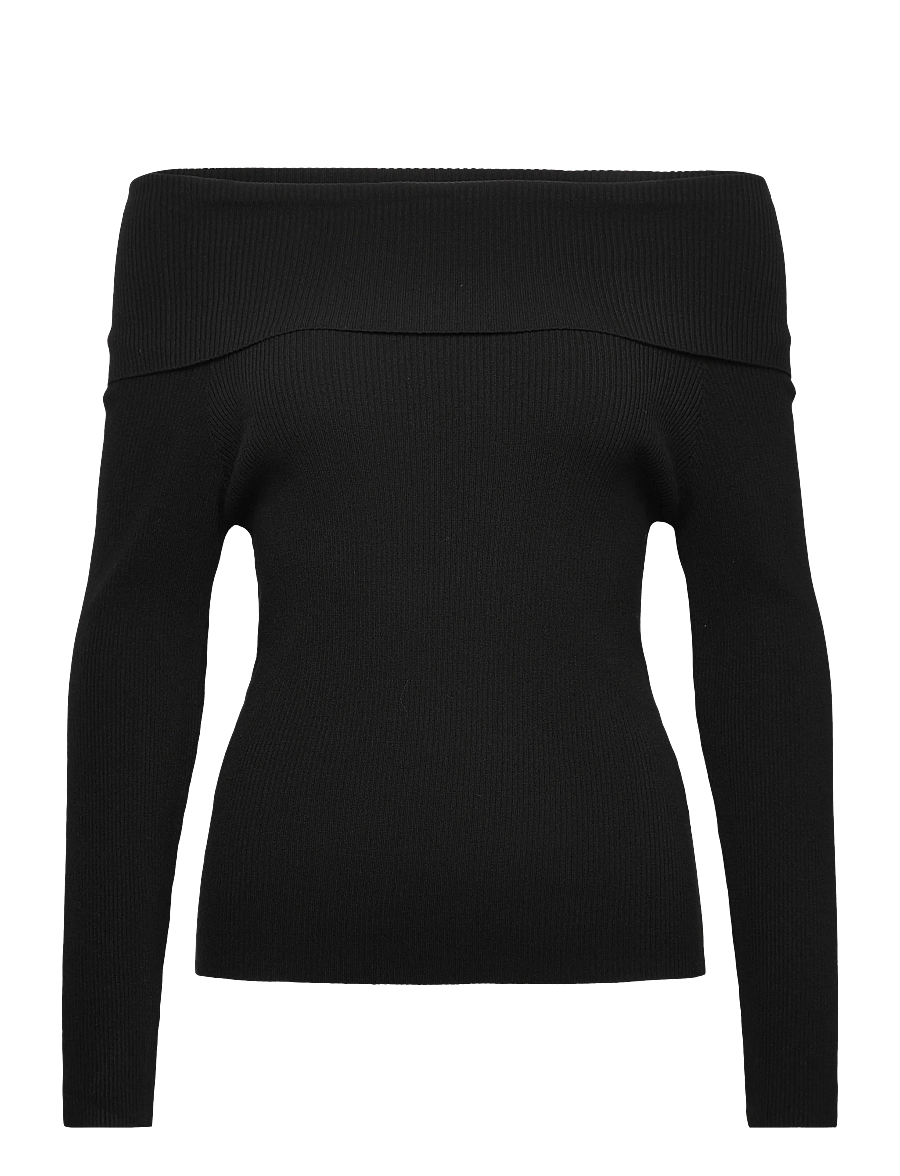 A-View - Rib offshoulder blouse - langærmede bluser - 999 black - 1