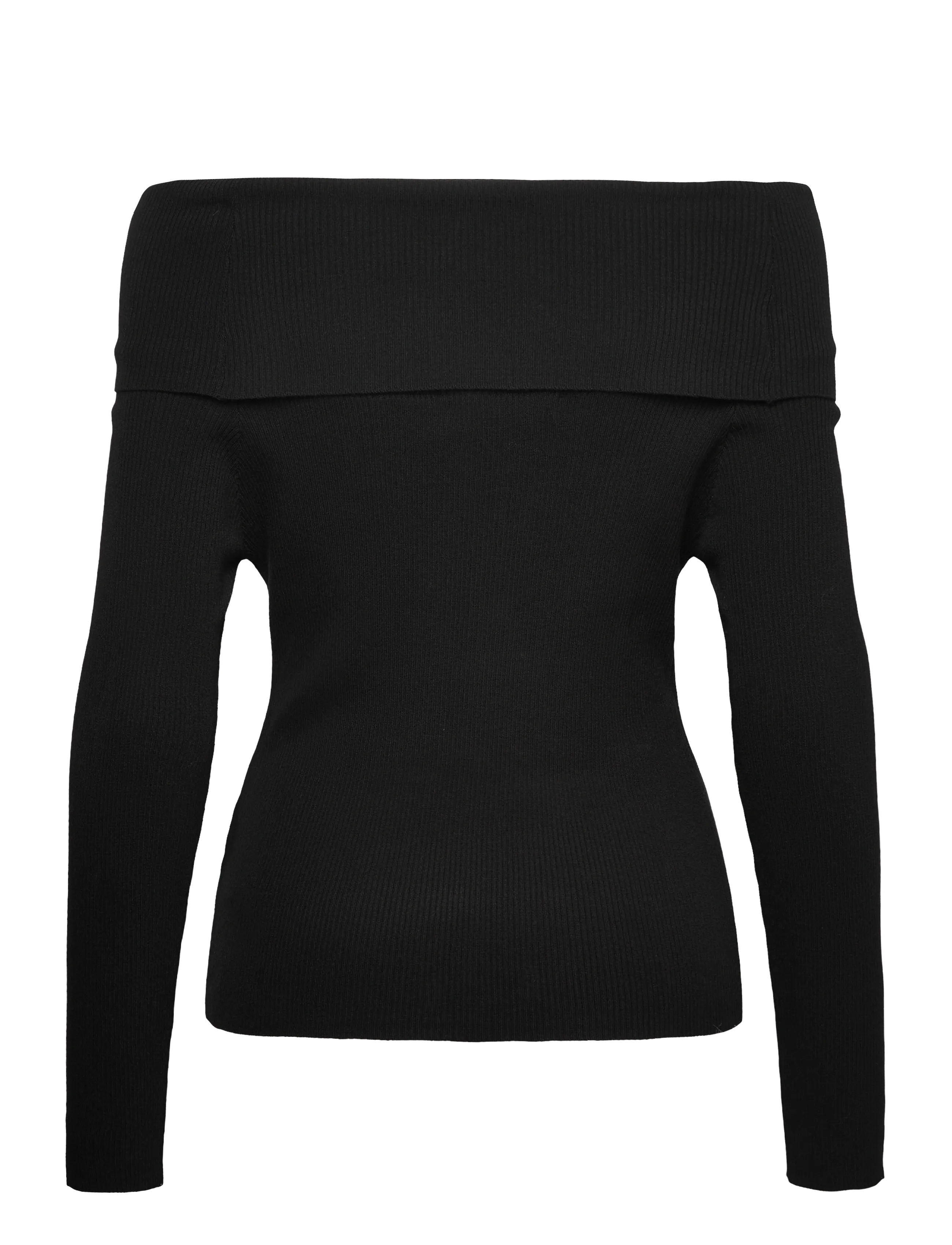 A-View - Rib offshoulder blouse - langærmede bluser - 999 black - 1