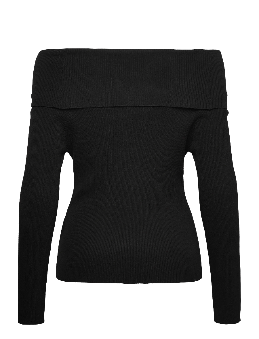 A-View - Rib offshoulder blouse - langærmede bluser - 999 black - 2