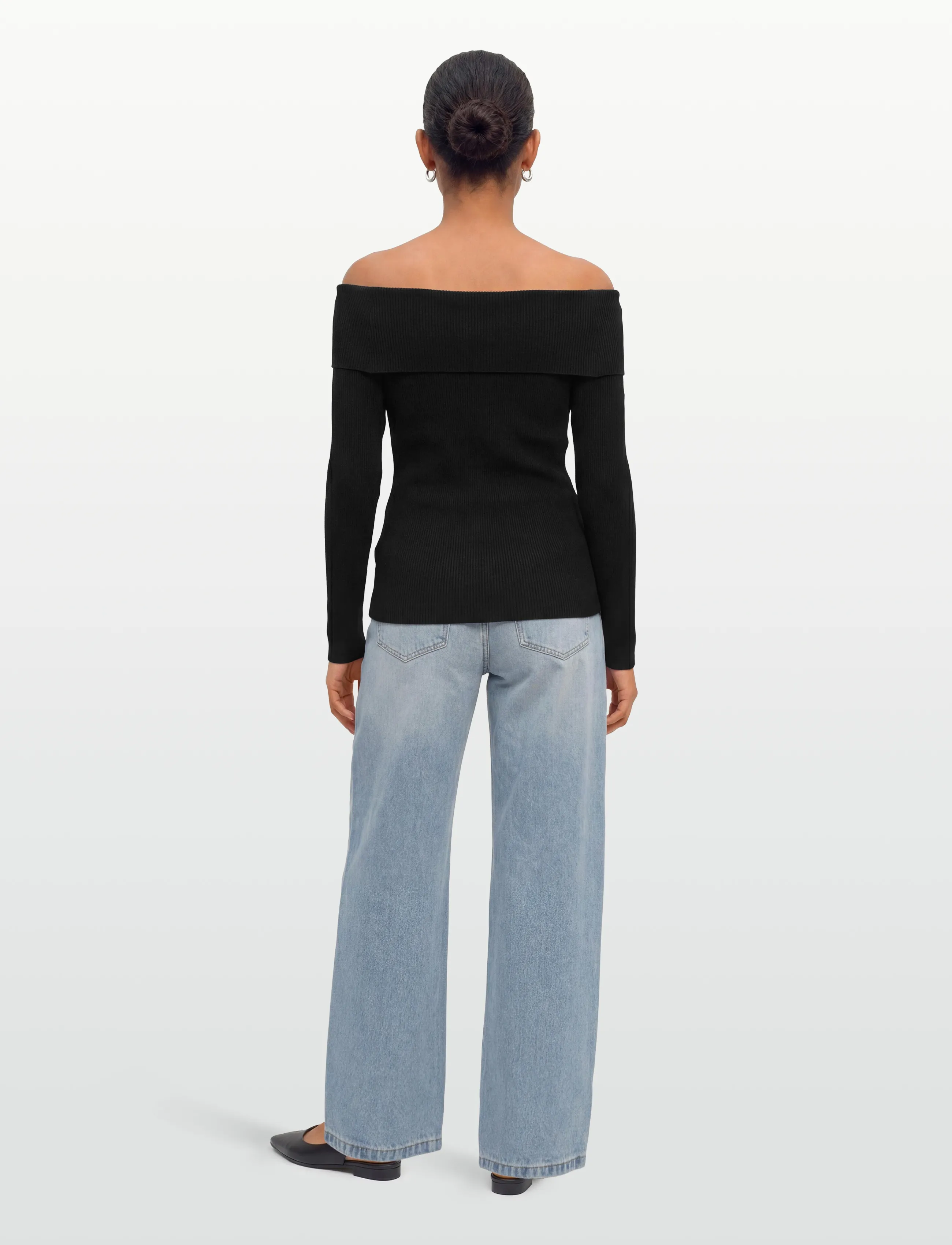A-View - Rib offshoulder blouse - långärmade blusar - 999 black - 4