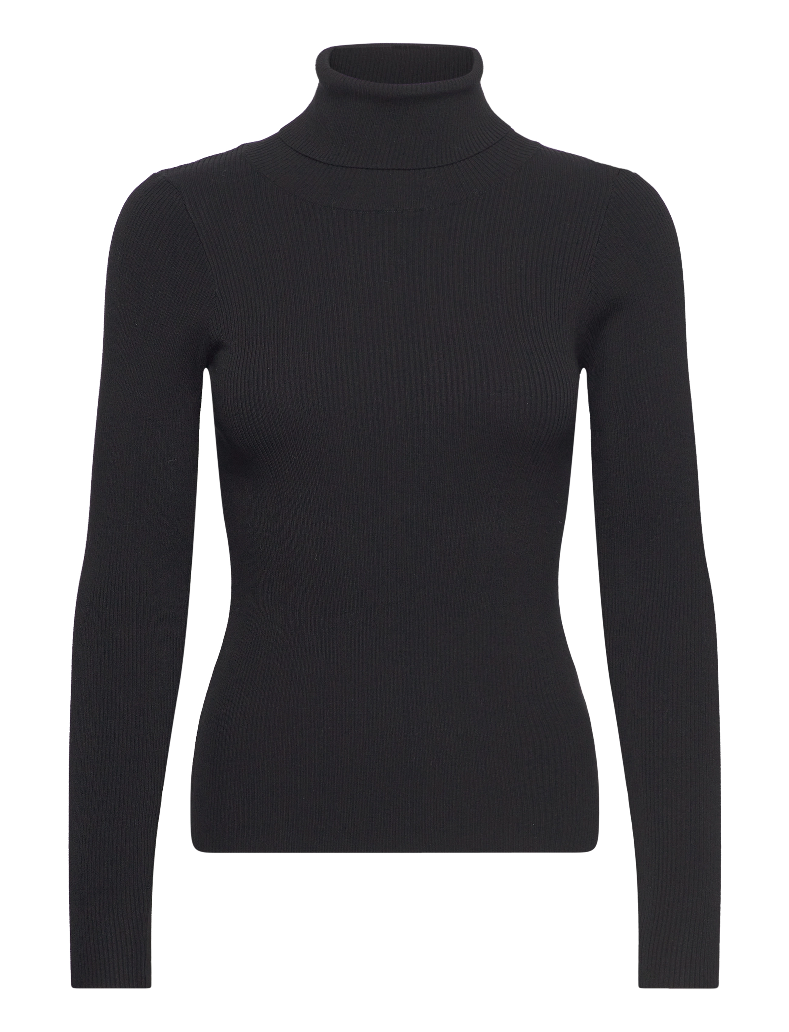 Rib rollneck blouse - BLACK