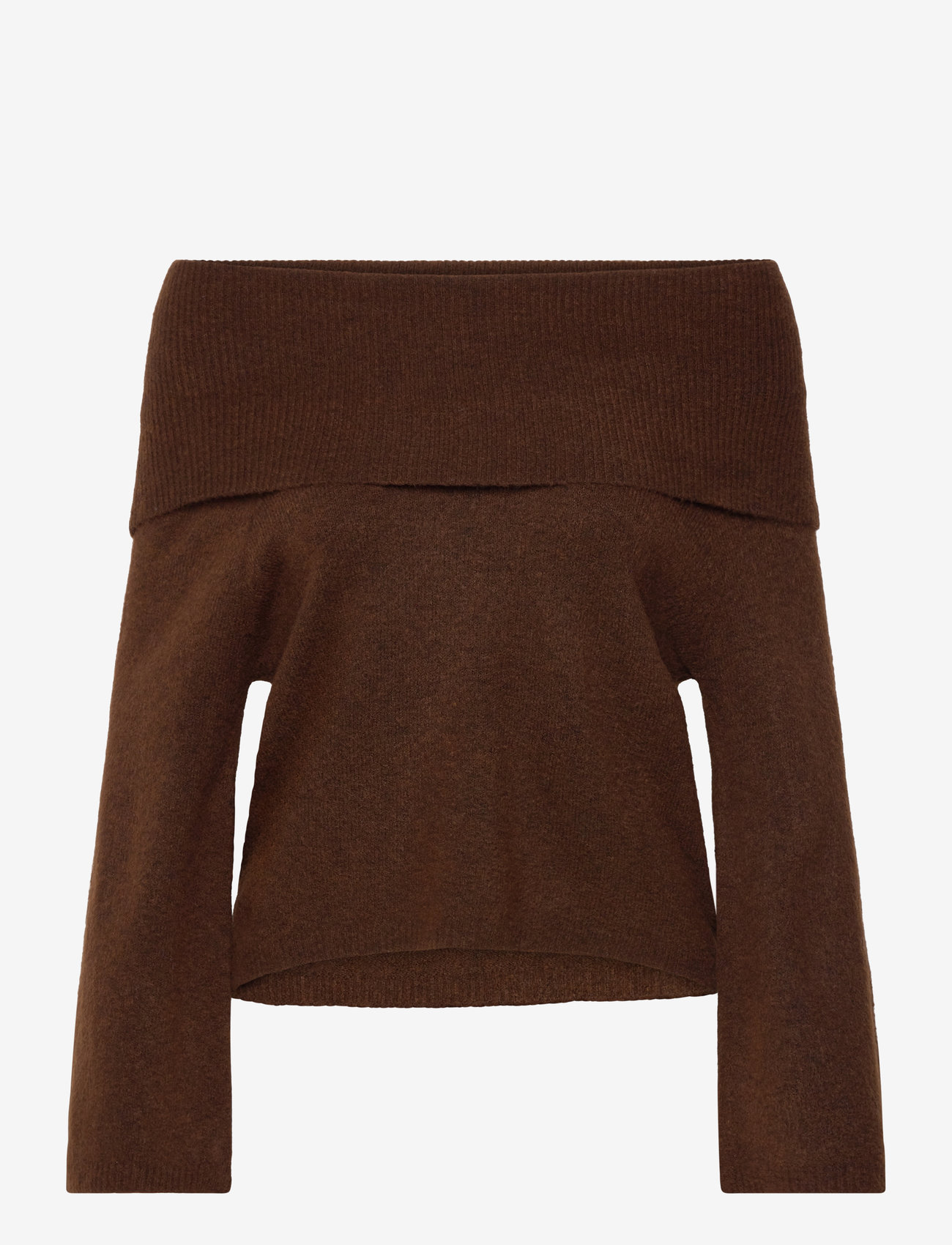 A-View - Penny offshoulder knit blouse - long sleeved blouses - brown - 0
