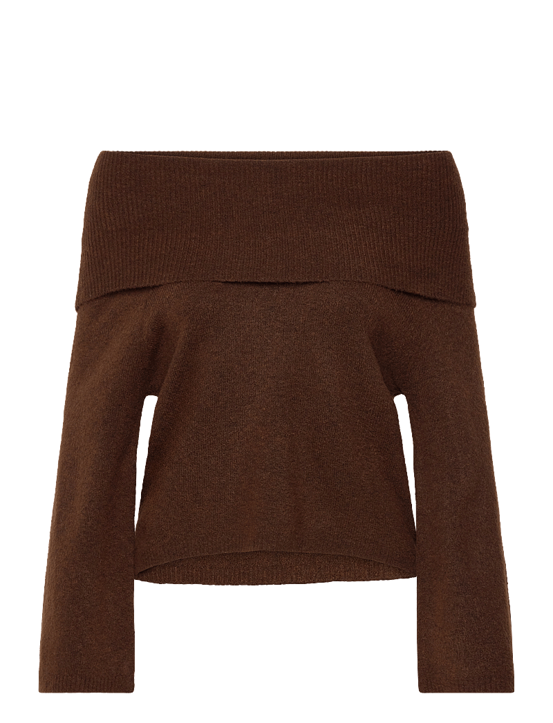 A-View - Penny offshoulder knit blouse - langärmlige blusen - brown - 0
