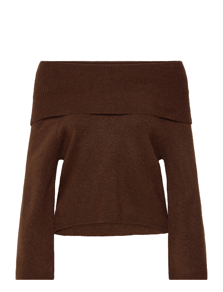 A-View - Penny offshoulder knit blouse - palaidinės ilgomis rankovėmis - brown - 0