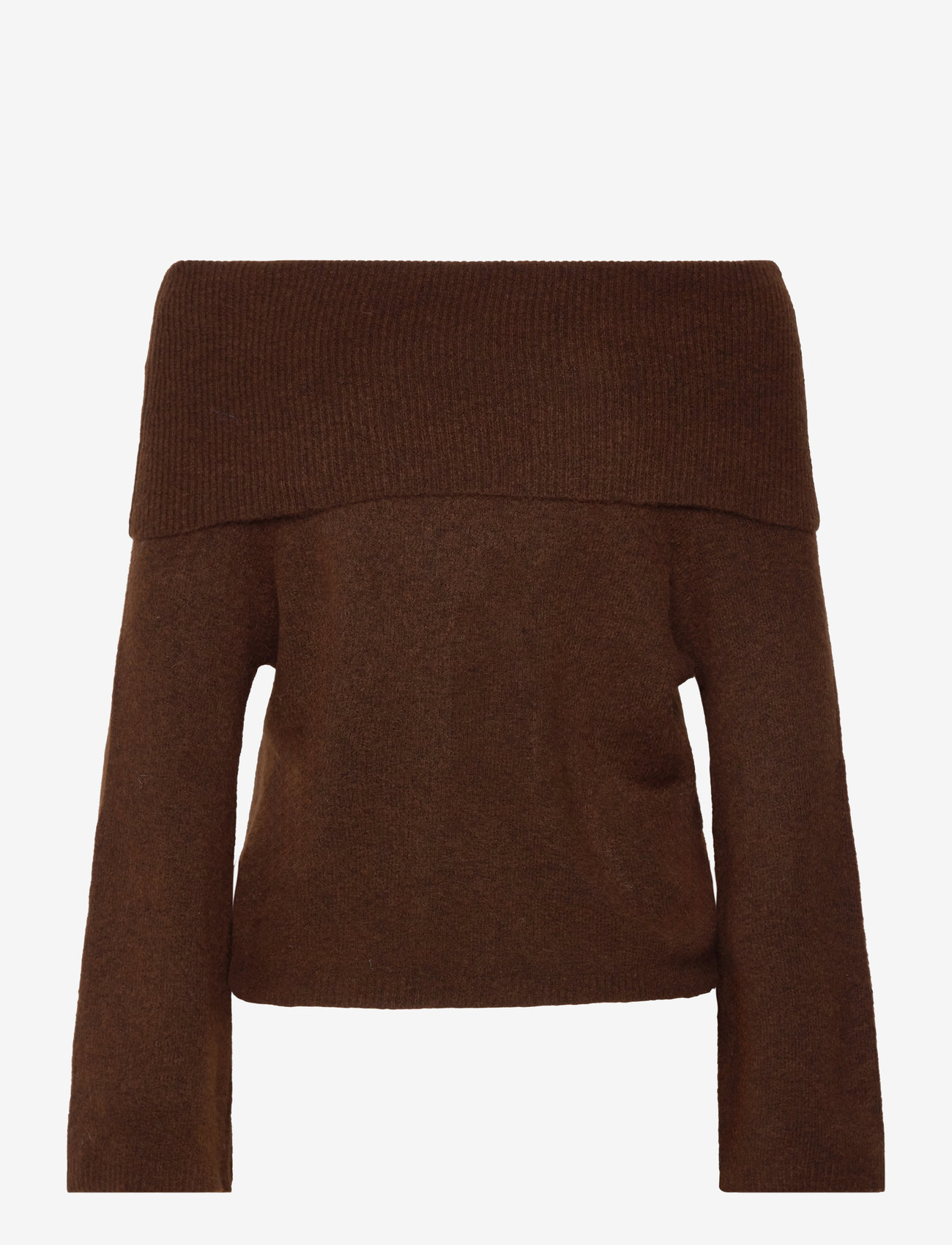 A-View - Penny offshoulder knit blouse - long sleeved blouses - brown - 1