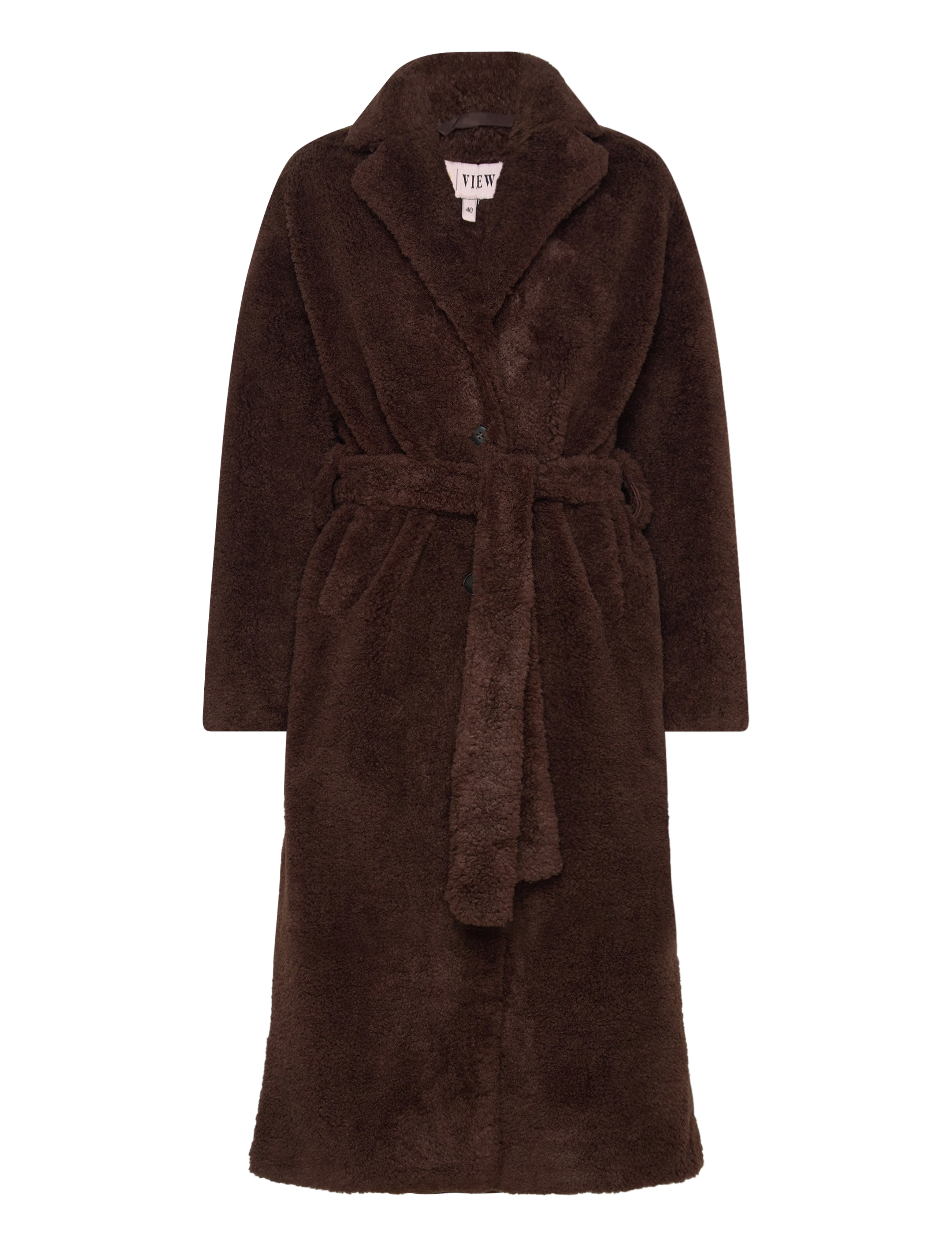 A-View Teddy Long Coat, Teddy Lang Frakke, Brun, Str: 40