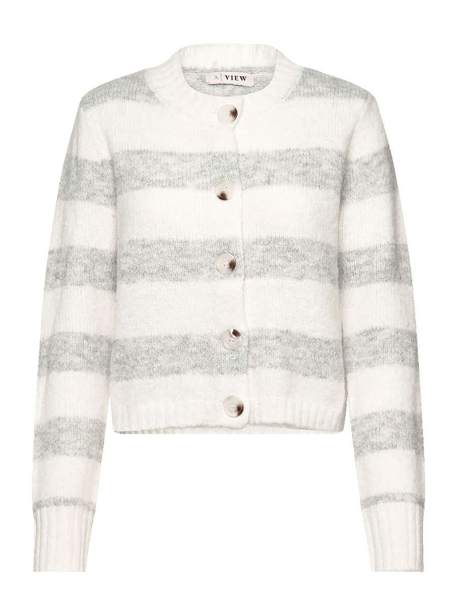 A-View - Angie knit cardigan - strickjacken - 284 grey/white - 1