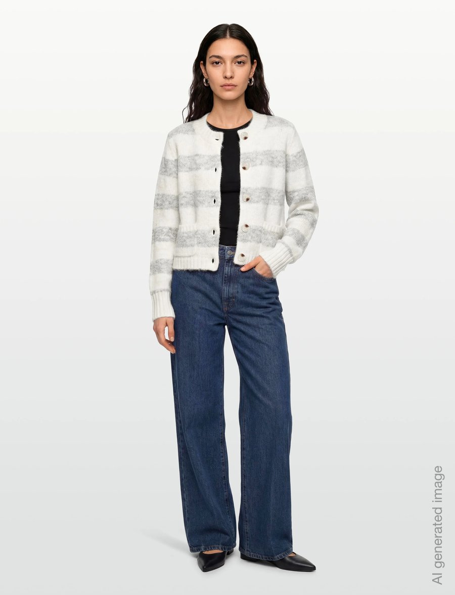 A-View - Angie knit cardigan - strickjacken - 284 grey/white - 0