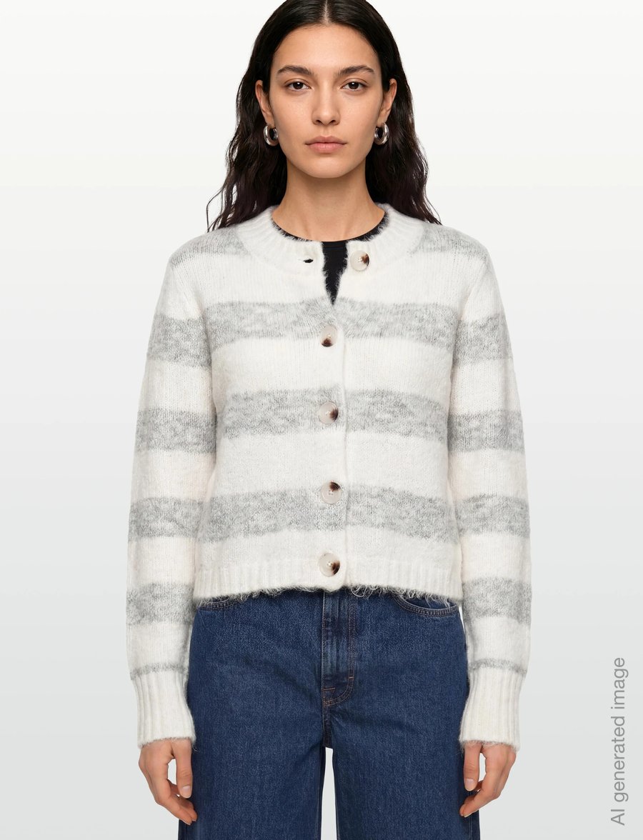 A-View - Angie knit cardigan - strickjacken - 284 grey/white - 3