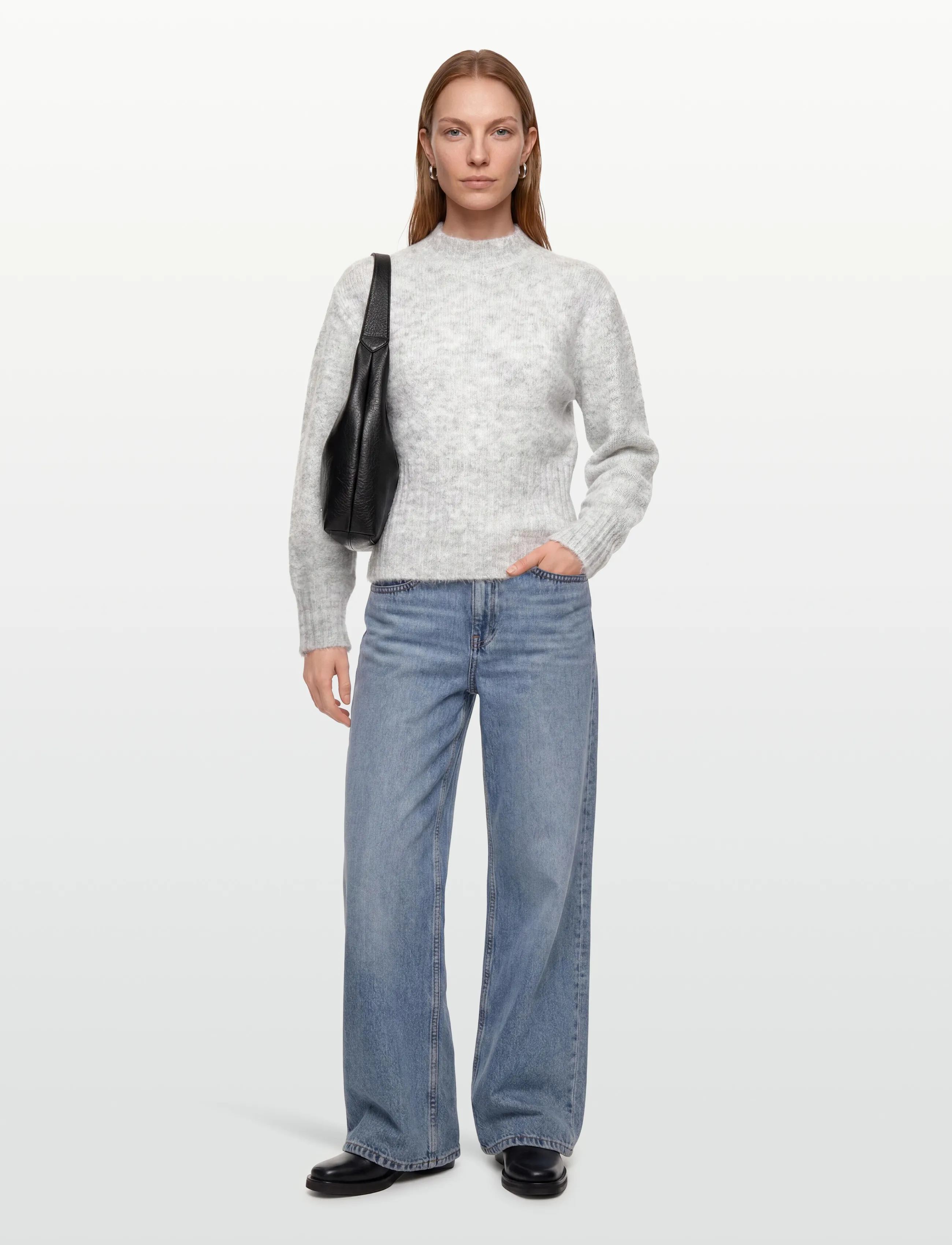 A-View - Angie knit blouse - neulepuserot - 055 light grey melange - 0