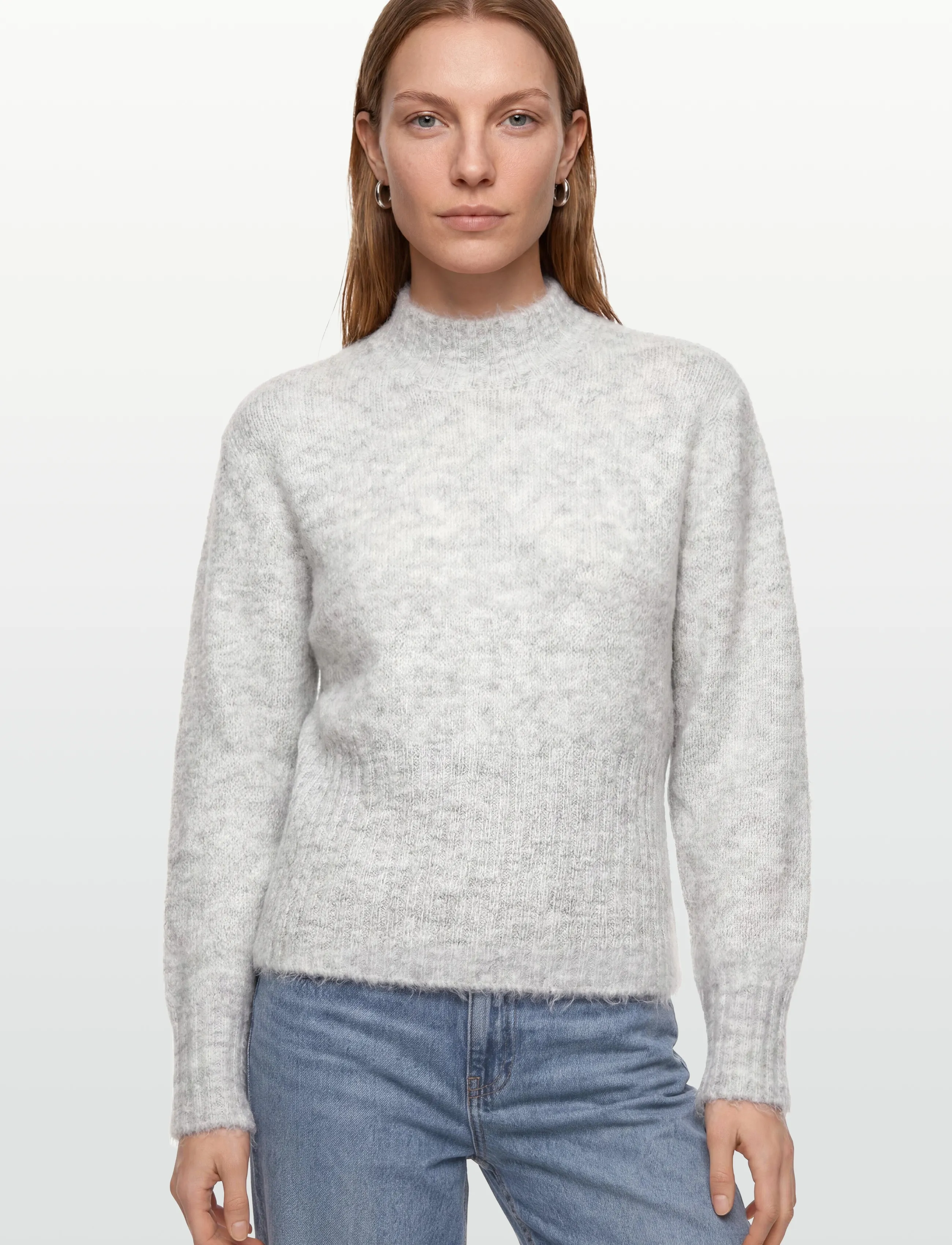 A-View - Angie knit blouse - neulepuserot - 055 light grey melange - 3
