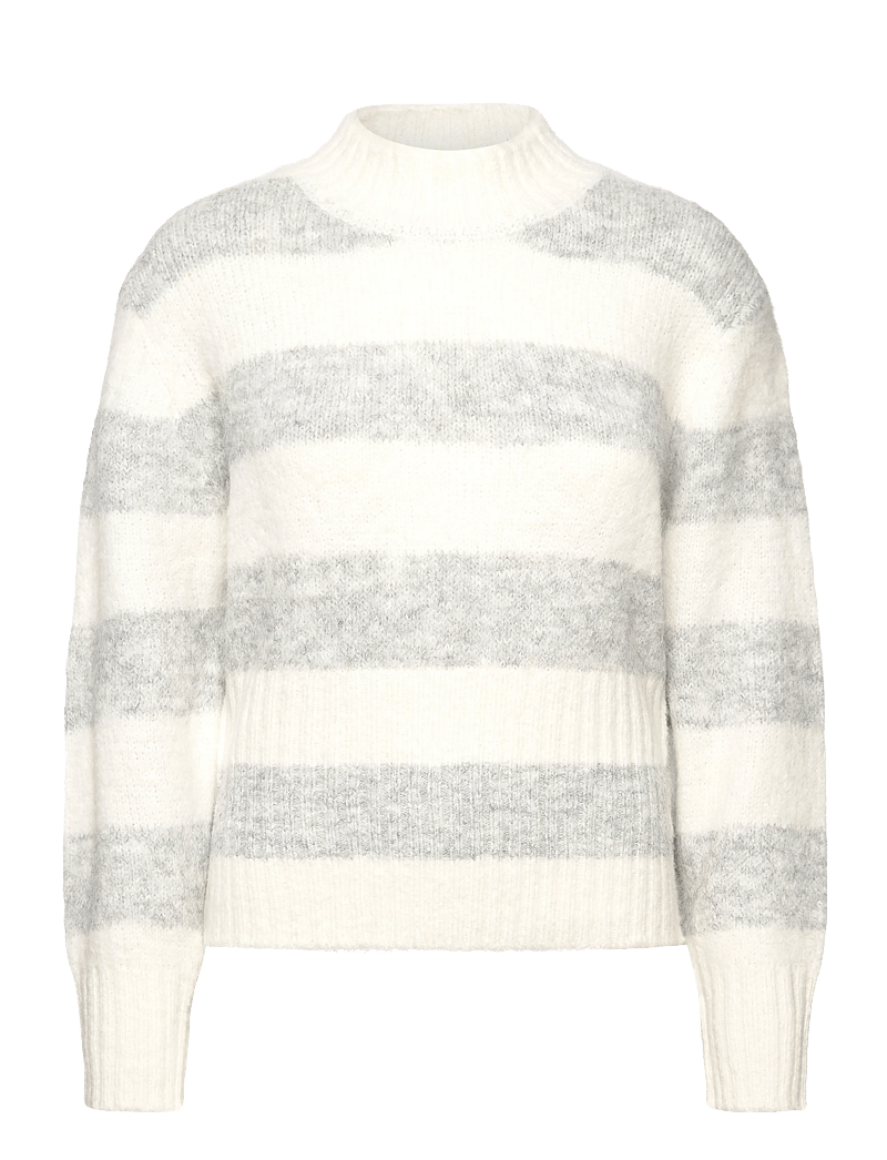 A-View - Angie knit blouse - stickade tröjor - 284 grey/white - 0