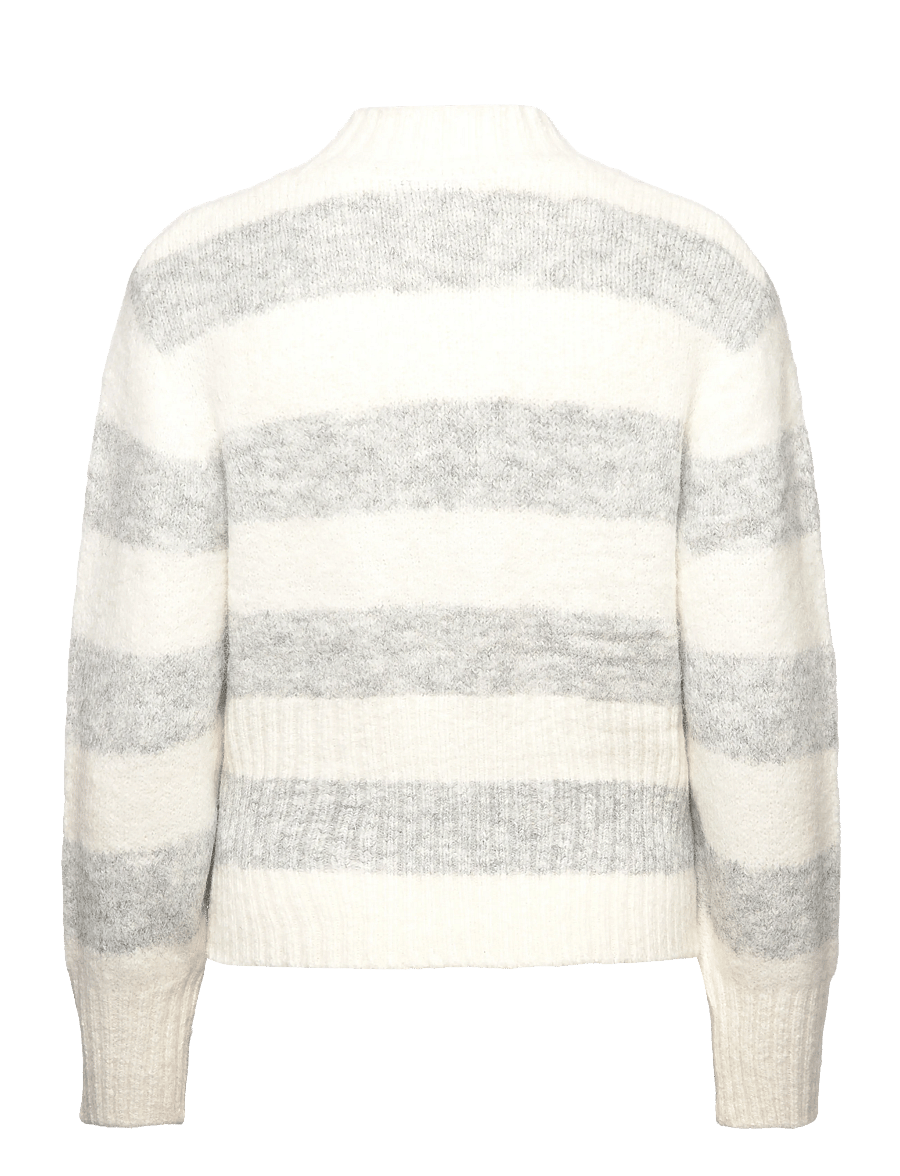 A-View - Angie knit blouse - stickade tröjor - 284 grey/white - 1