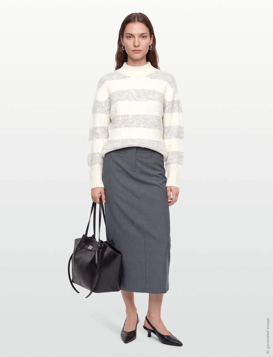 A-View - Angie knit blouse - striktrøjer - 284 grey/white - 0
