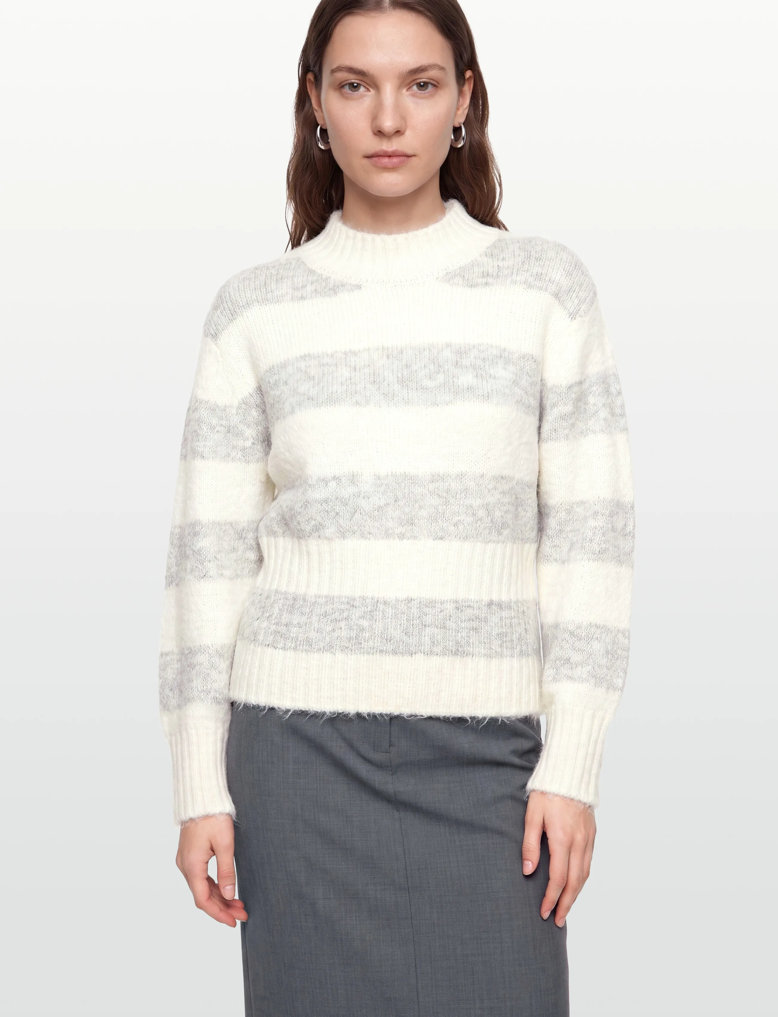 A-View - Angie knit blouse - striktrøjer - 284 grey/white - 3