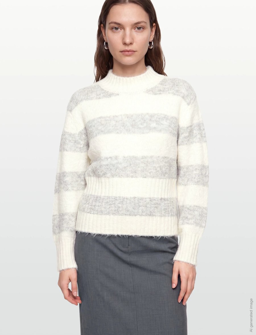 A-View - Angie knit blouse - striktrøjer - 284 grey/white - 3