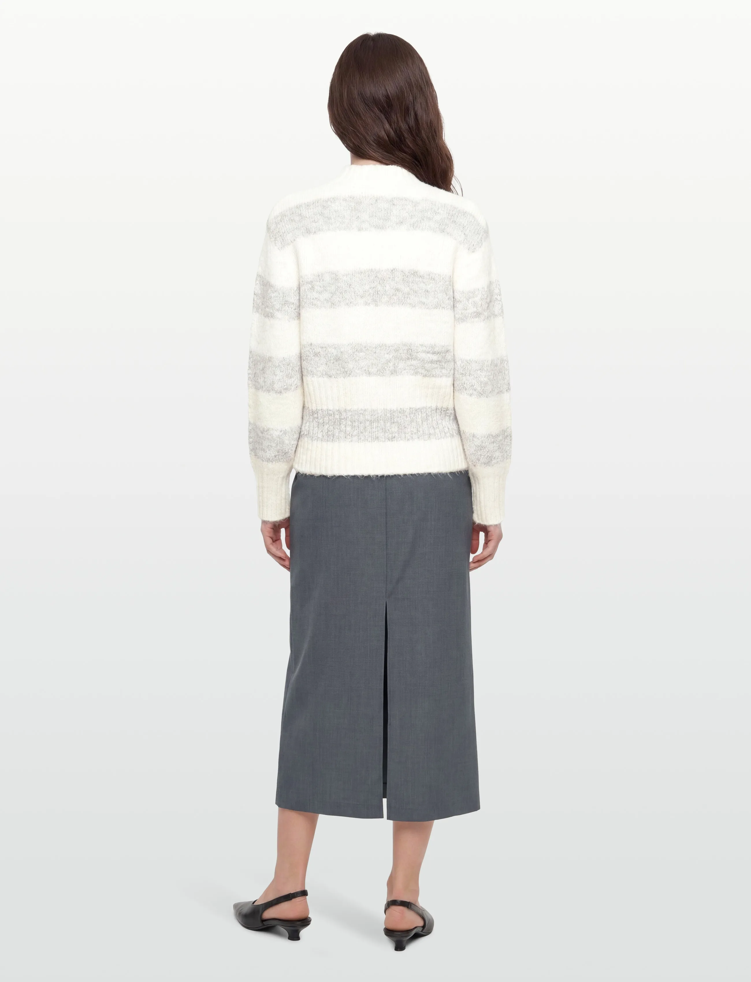 A-View - Angie knit blouse - striktrøjer - 284 grey/white - 4