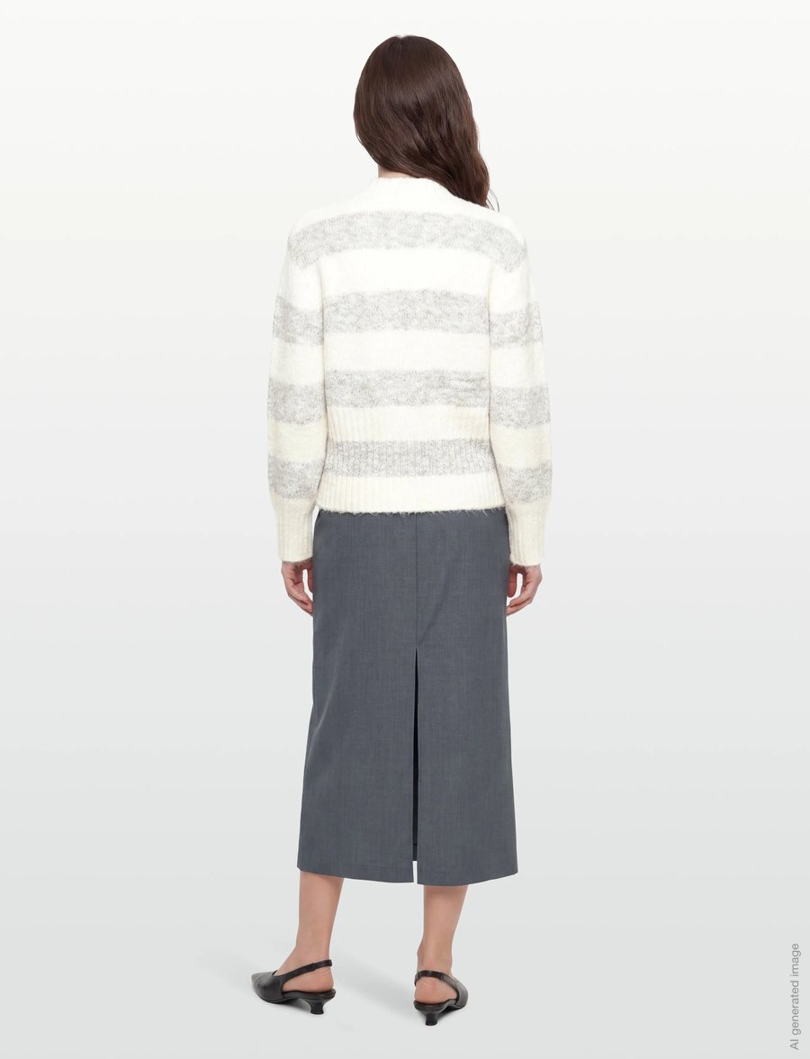 A-View - Angie knit blouse - striktrøjer - 284 grey/white - 4