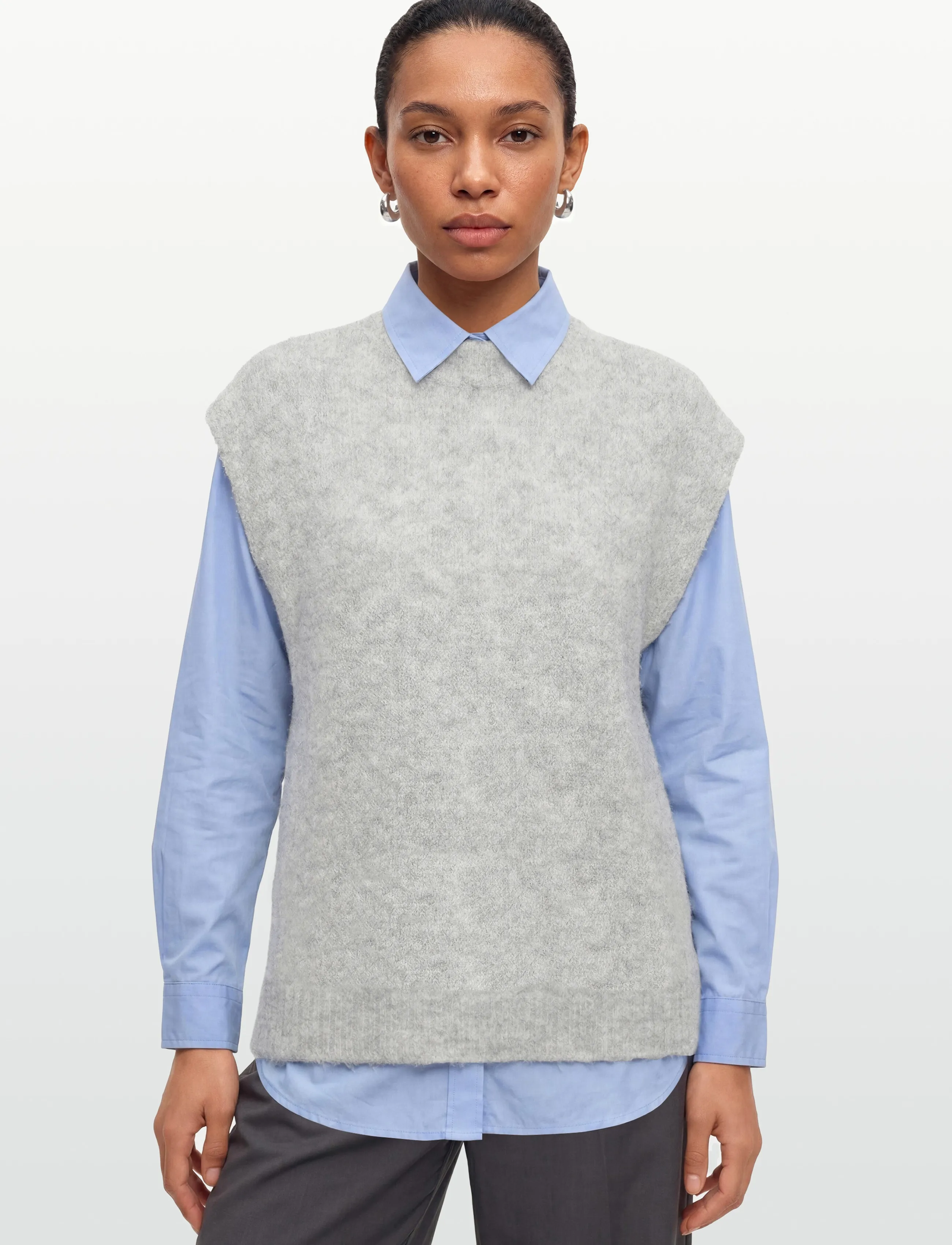 A-View - Patrisia knit vest - strikveste - light grey melange - 3