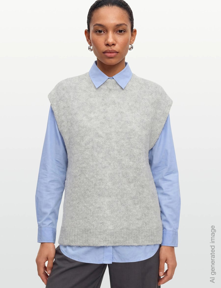 A-View - Patrisia knit vest - strickwesten - light grey melange - 3