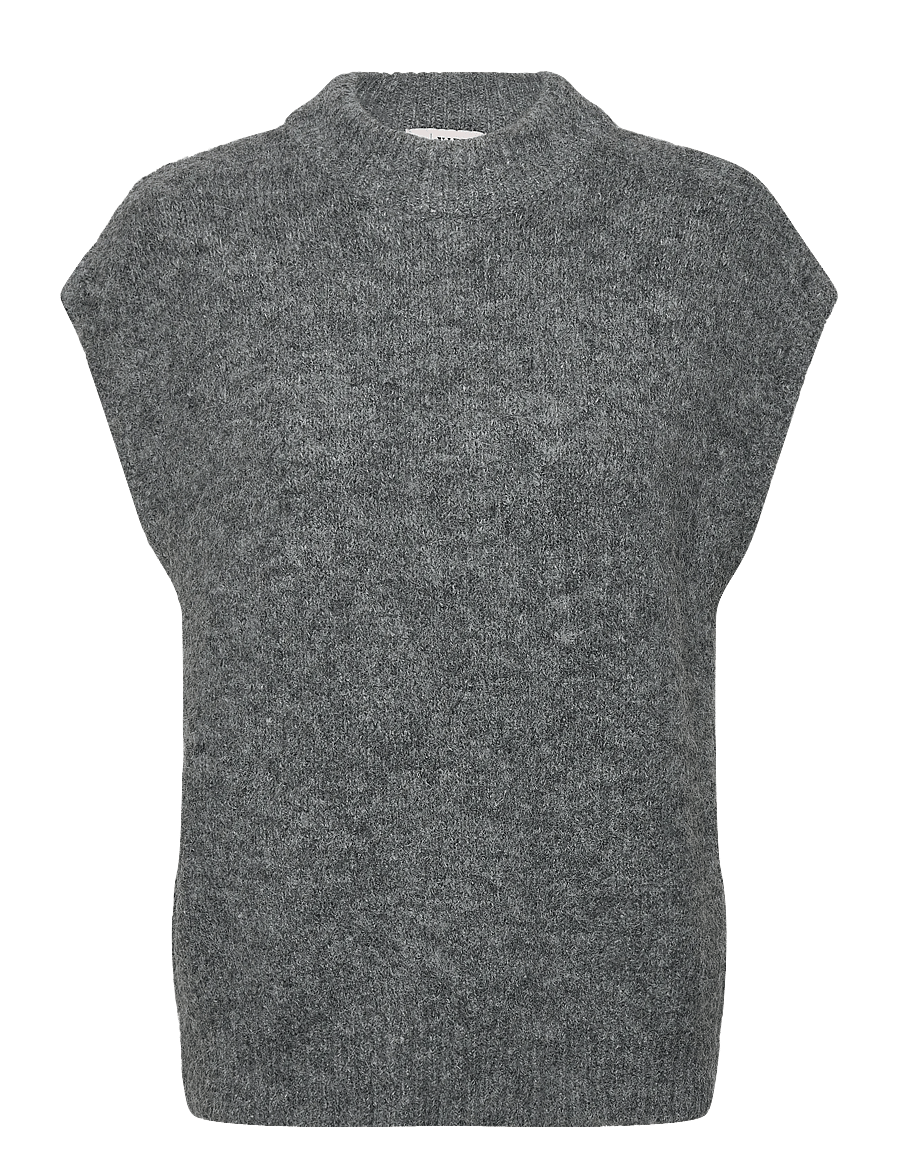 A-View - Patrisia knit vest - stickade västar - medium grey melange - 0