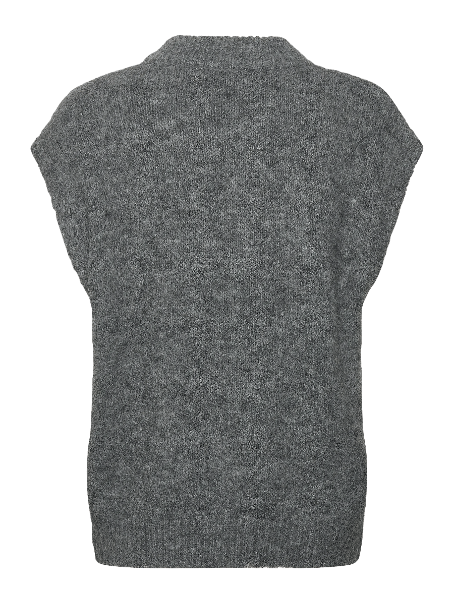 A-View - Patrisia knit vest - stickade västar - medium grey melange - 1