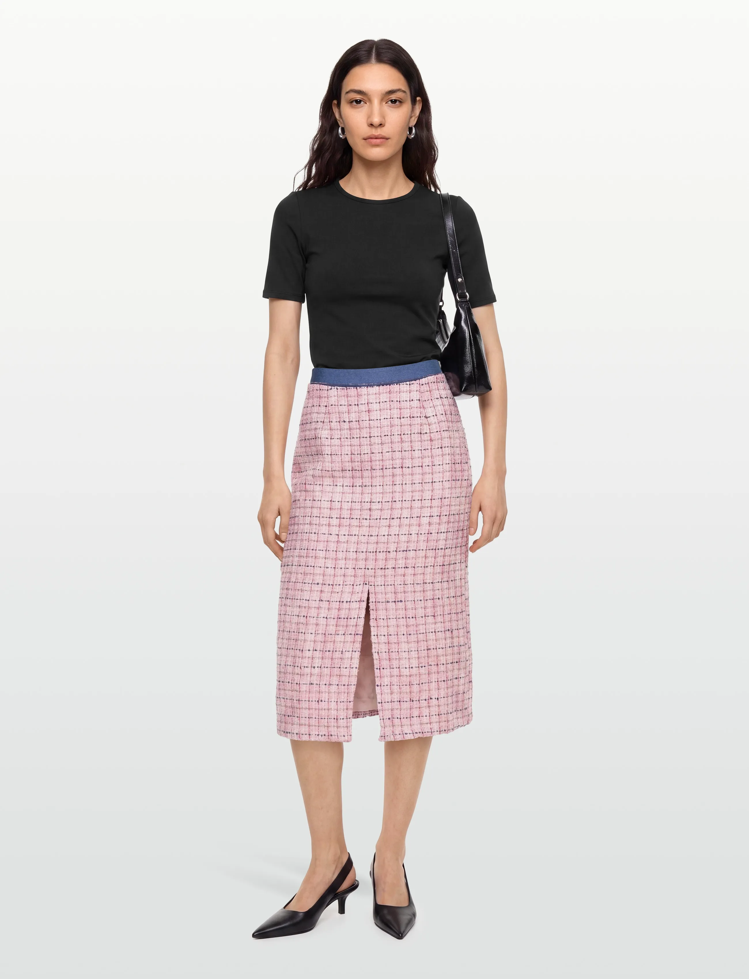 A-View Coco Skirt, Kvinder, Tweed Blyantskørt, Pink, Str: 42