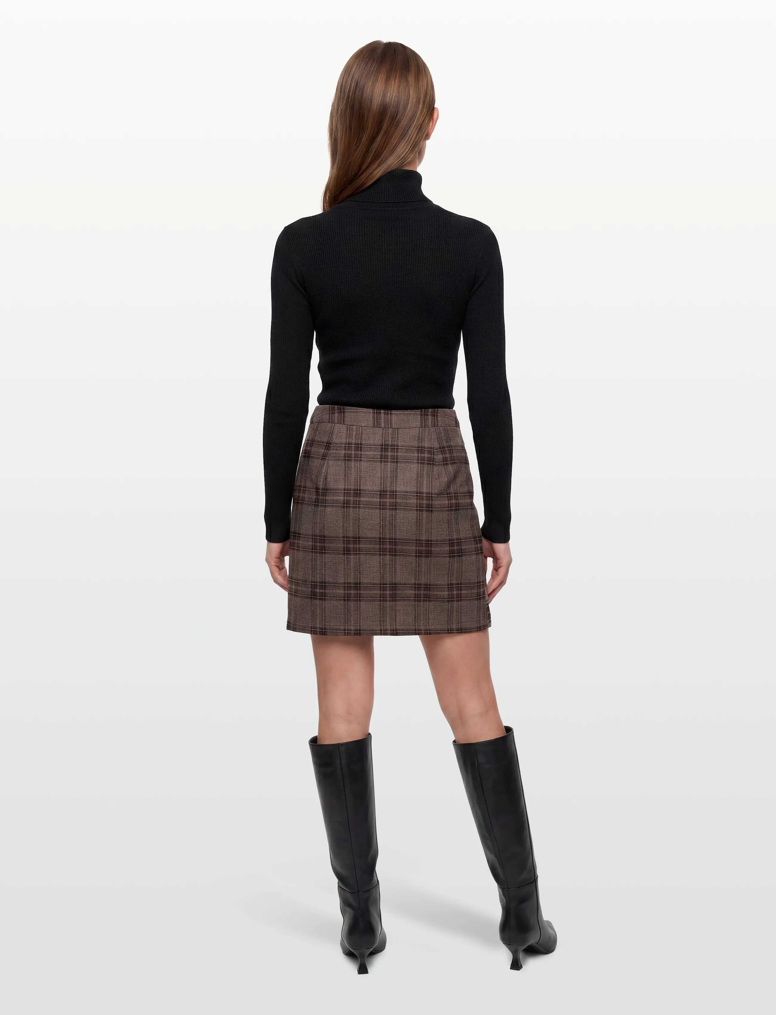 A-View - Annali check skirt - korta kjolar - brown/sand - 4