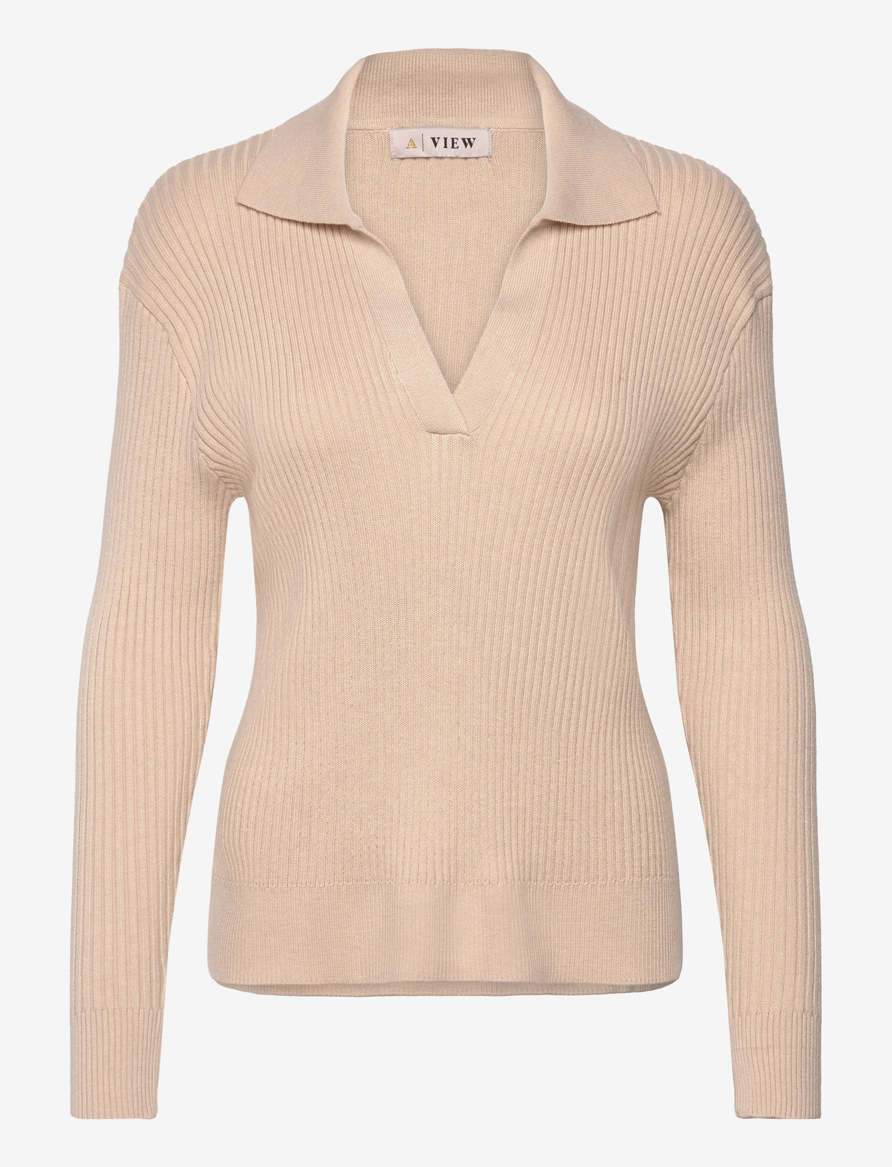 A-View - Freja knit blouse - langärmlige blusen - light sand - 0