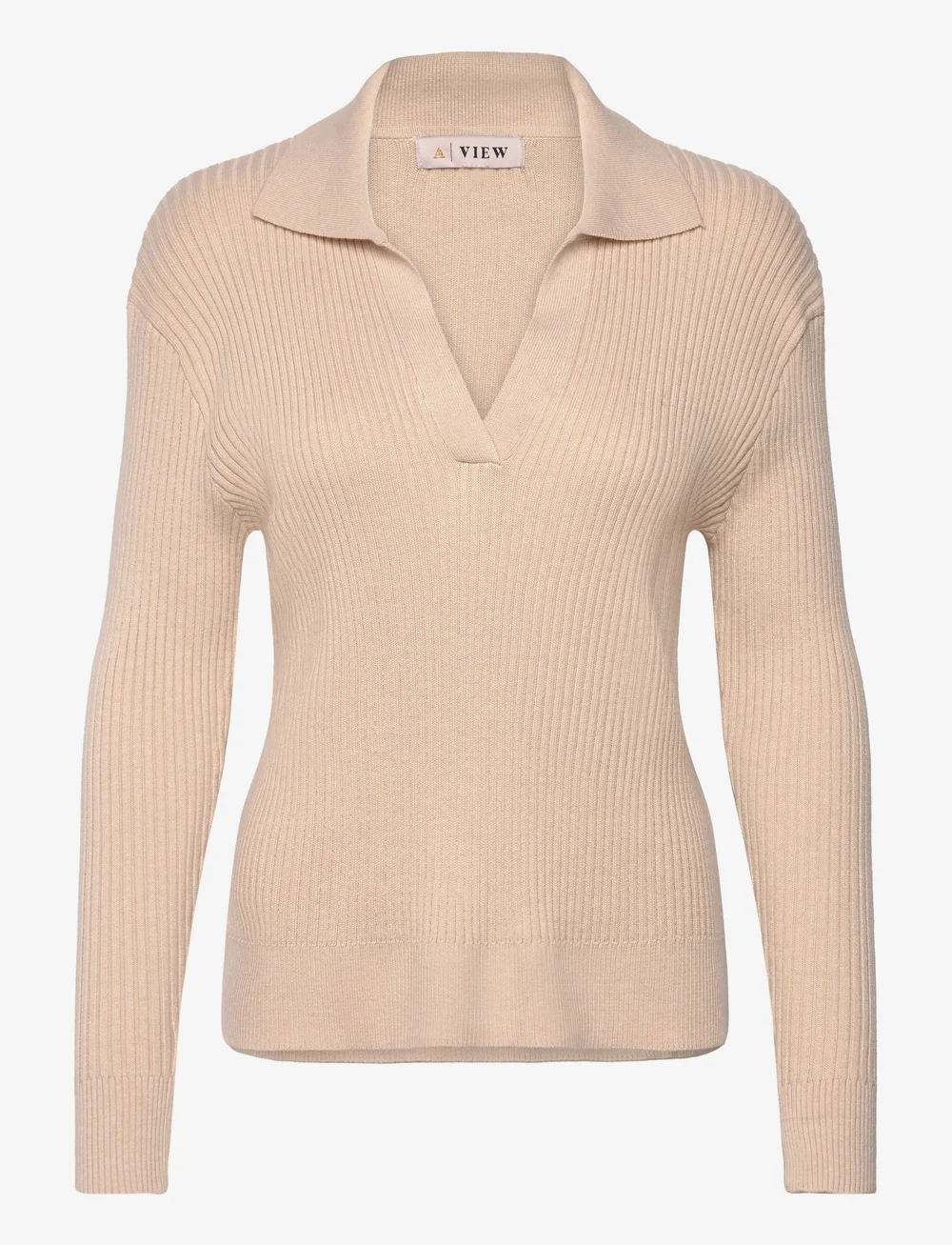 A-View - Freja knit blouse - langärmlige blusen - light sand - 0