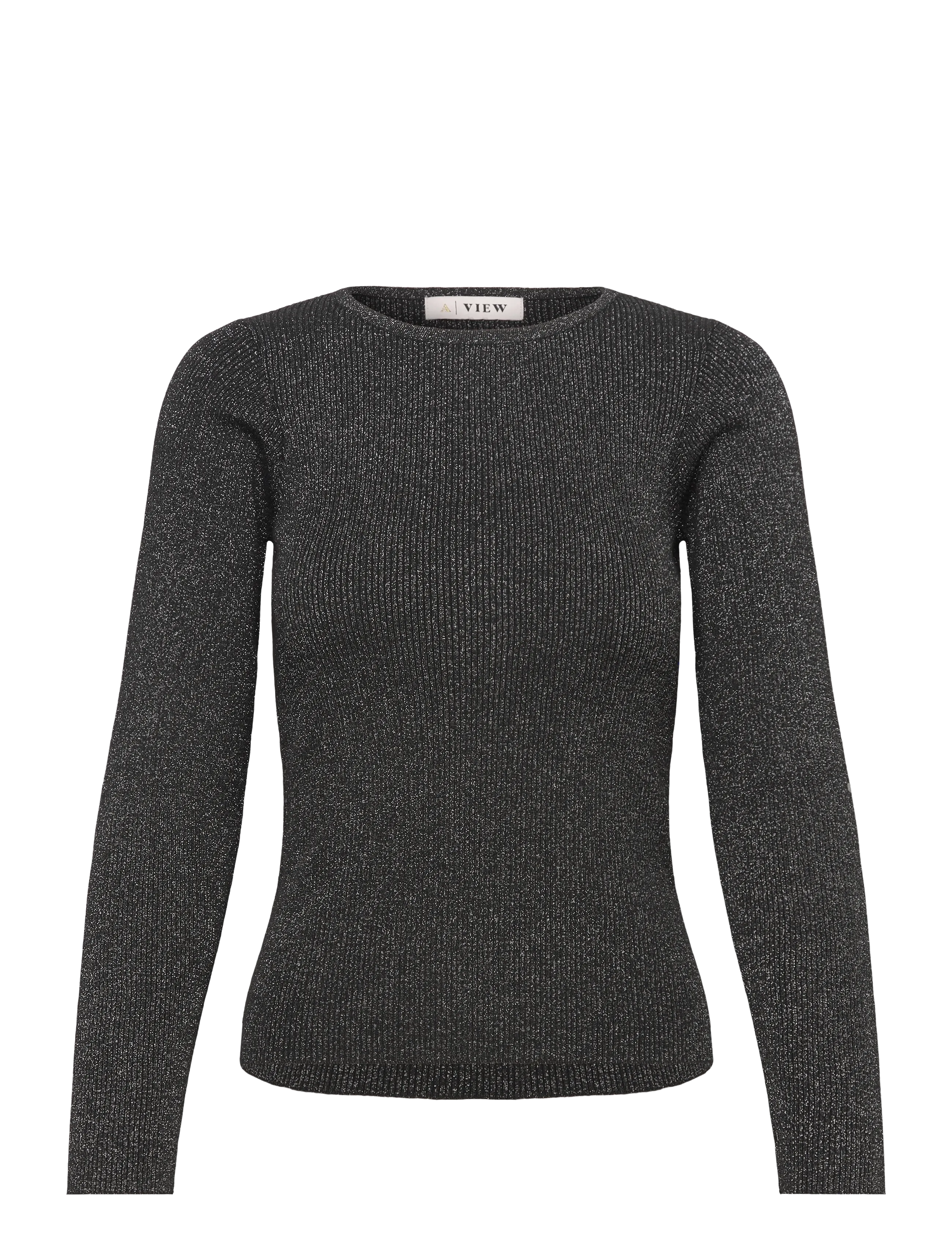 Lana rib lurex blouse - 045 BLACK/SILVER