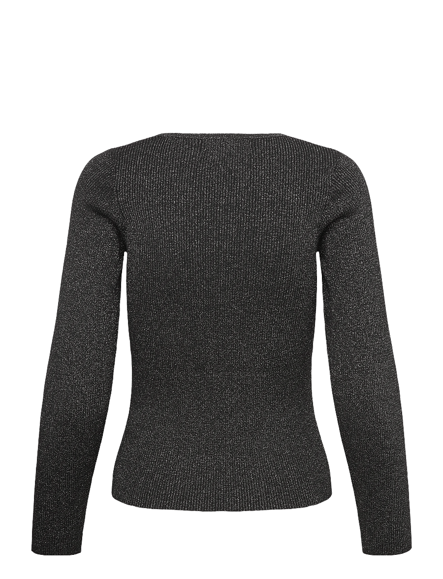 A-View - Lana rib lurex blouse - langärmlige tops - 045 black/silver - 1