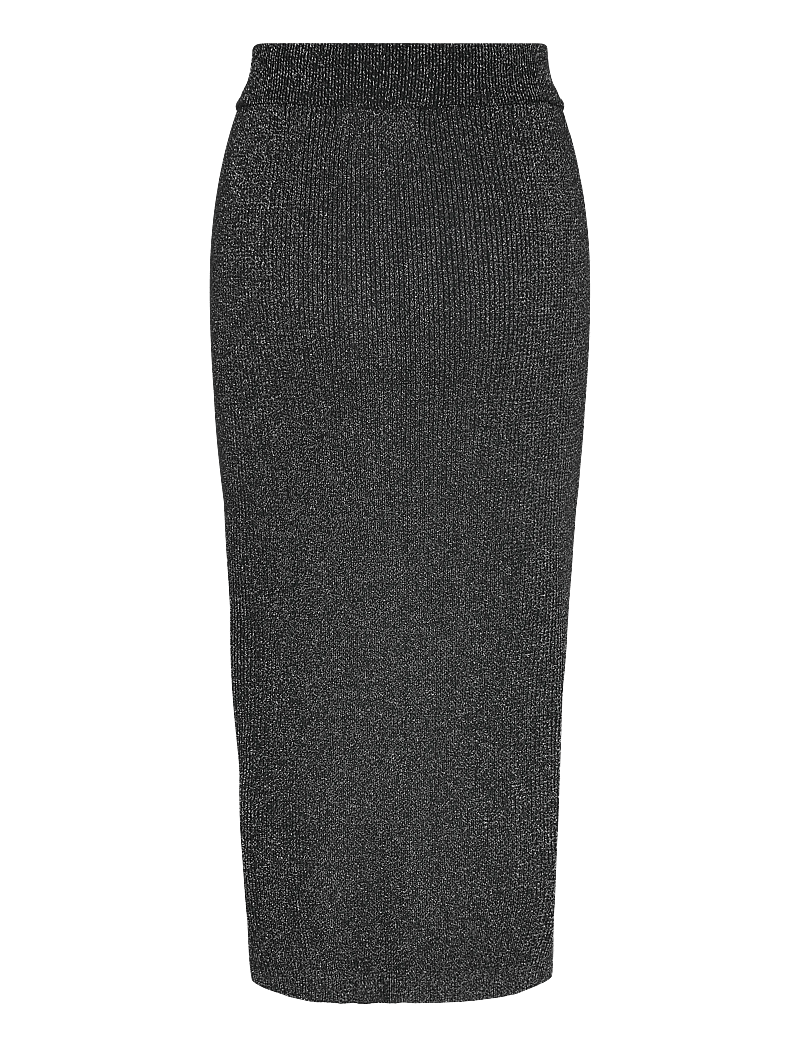 A-View - Felicity rib lurex skirt - midi-röcke - 045 black/silver - 1