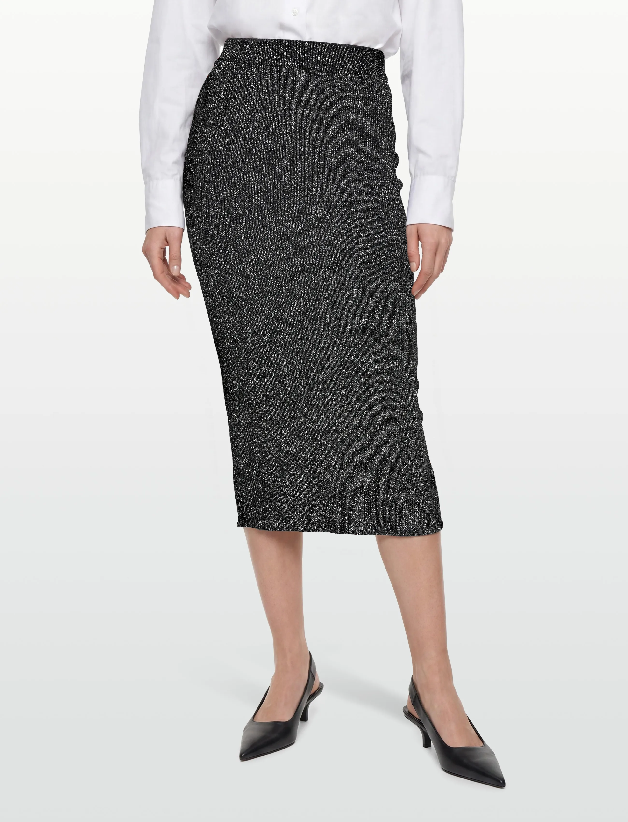 A-View - Felicity rib lurex skirt - midi skirts - 045 black/silver - 4