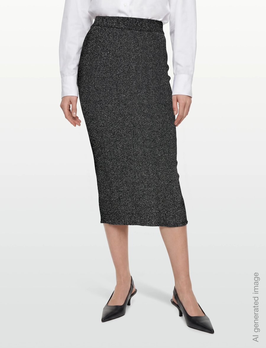 A-View - Felicity rib lurex skirt - midi skirts - 045 black/silver - 4
